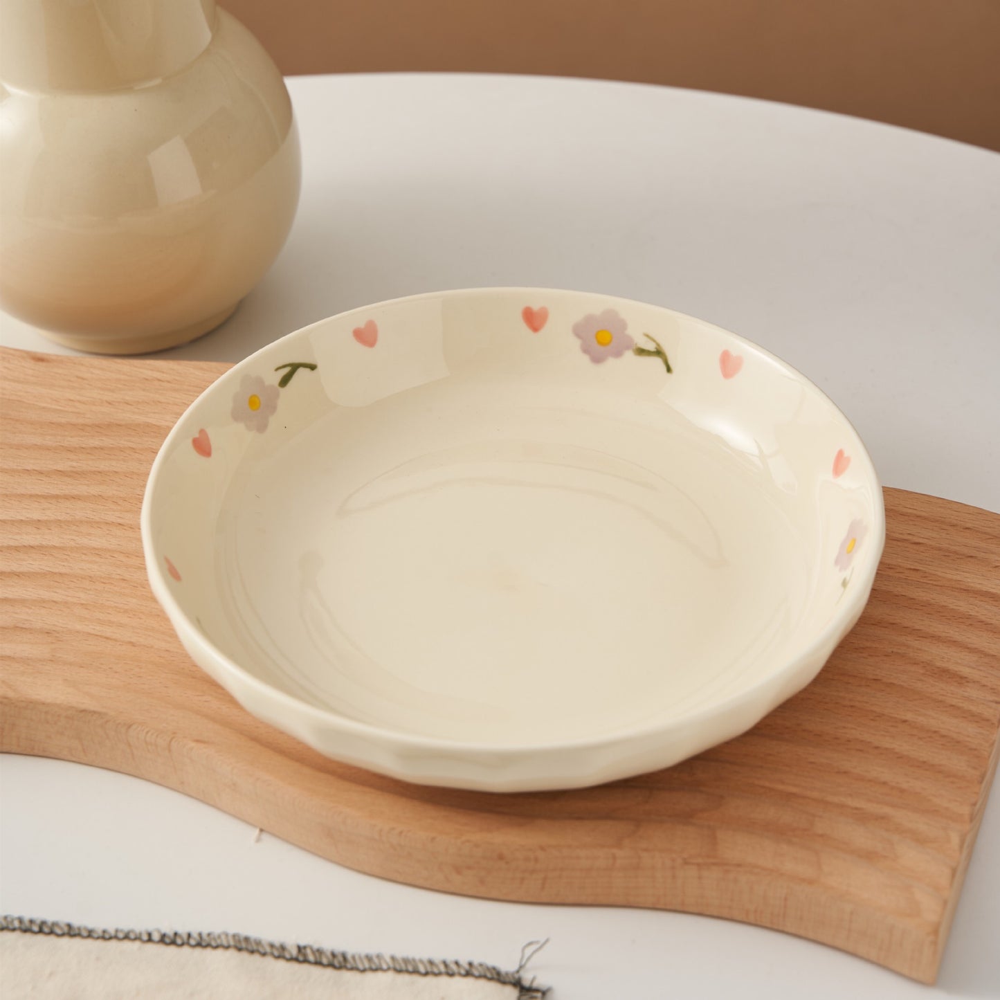 Hand-Painted Wisteria Flower Ceramic Plate