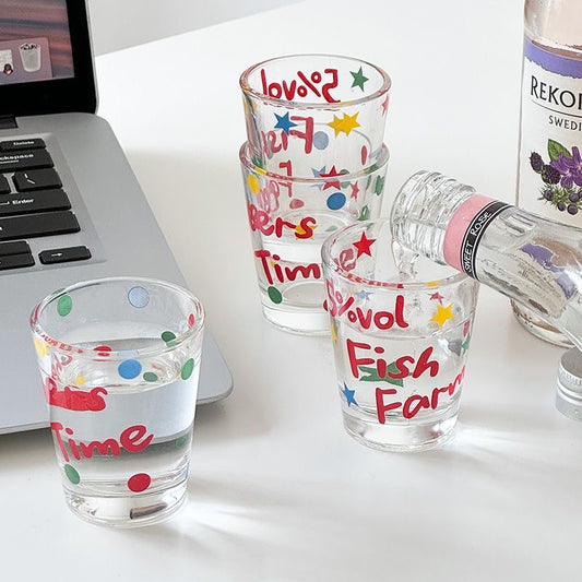 Quirky Colorful Shot Glass - Cheers Time & Fish Farm