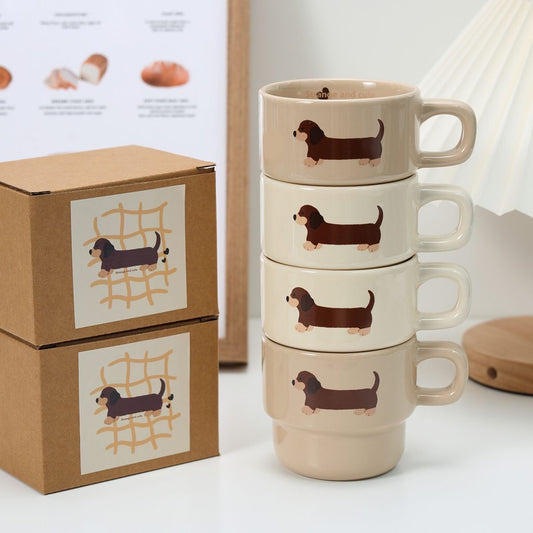 Cute Dachshund Stackable Ceramic Mug