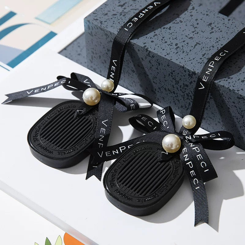 Elegant Car Air Freshener with Pearl and Ribbon Design