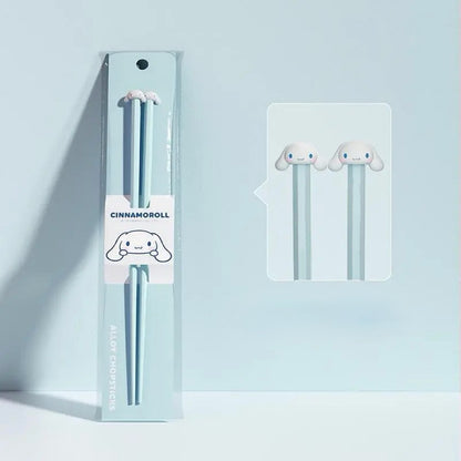 Cinnamoroll-themed chopsticks set with packaging on a light blue background