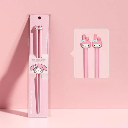 My Melody with cartoon character design on a pink background