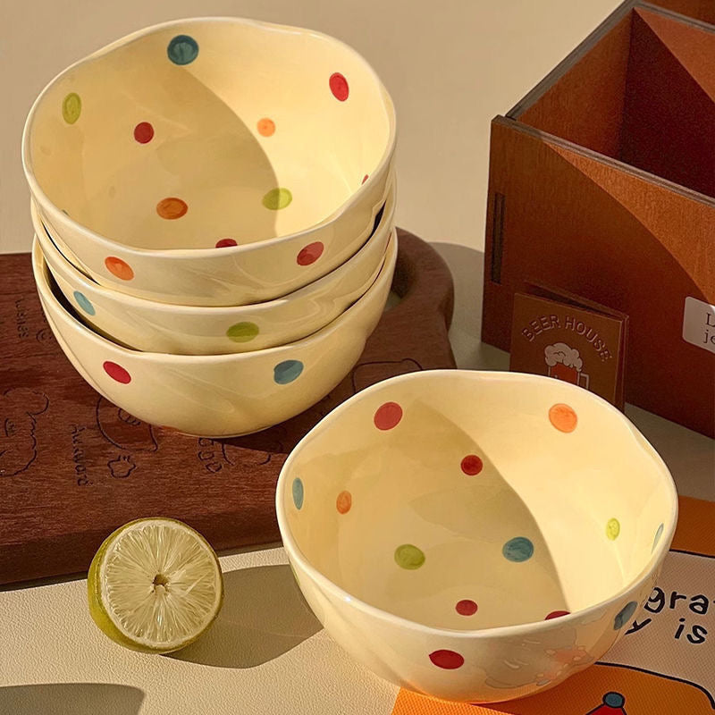 Colorful Polka Dot Ceramic Bowl
