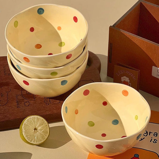 Colorful Polka Dot Ceramic Bowl