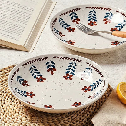 Retro Floral Ceramic Plate and Bowl