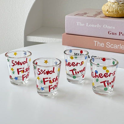 Quirky Colorful Shot Glass - Cheers Time & Fish Farm