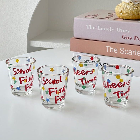 Quirky Colorful Shot Glass - Cheers Time & Fish Farm