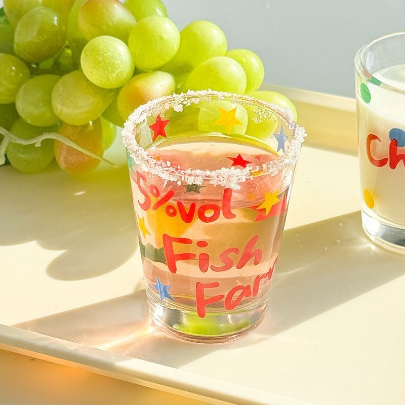 Quirky Colorful Shot Glass - Cheers Time & Fish Farm