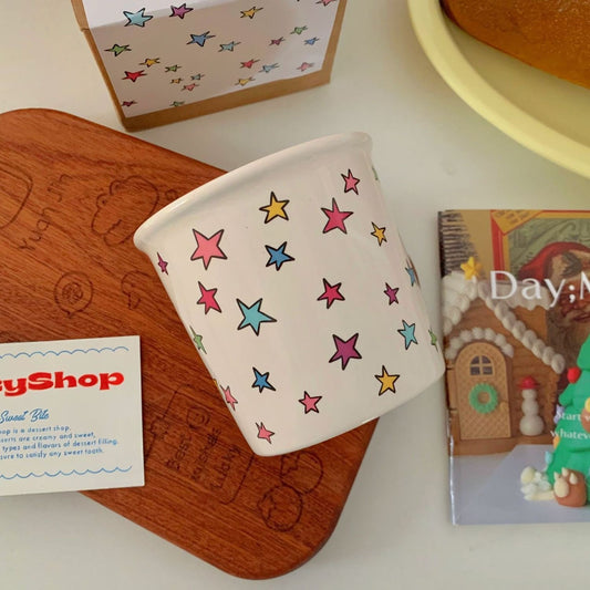 Handmade Ceramic Cup - Cute Star & Kitty Designs